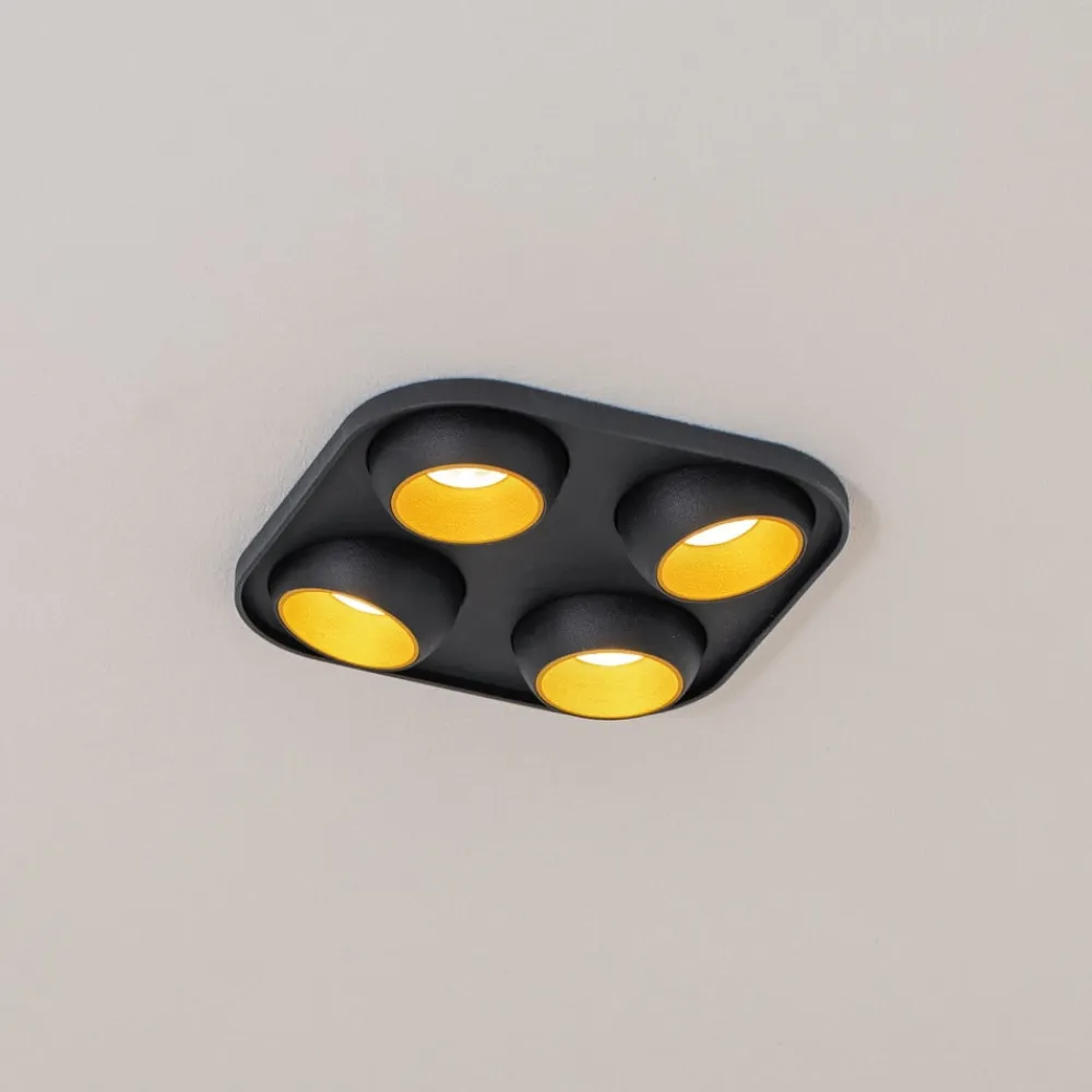 BEGA Indbygningsspots>LED indbygningsspot Studio Line sort/messing, 4 lyskilder.