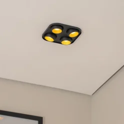 BEGA Indbygningsspots>LED indbygningsspot Studio Line sort/messing, 4 lyskilder.