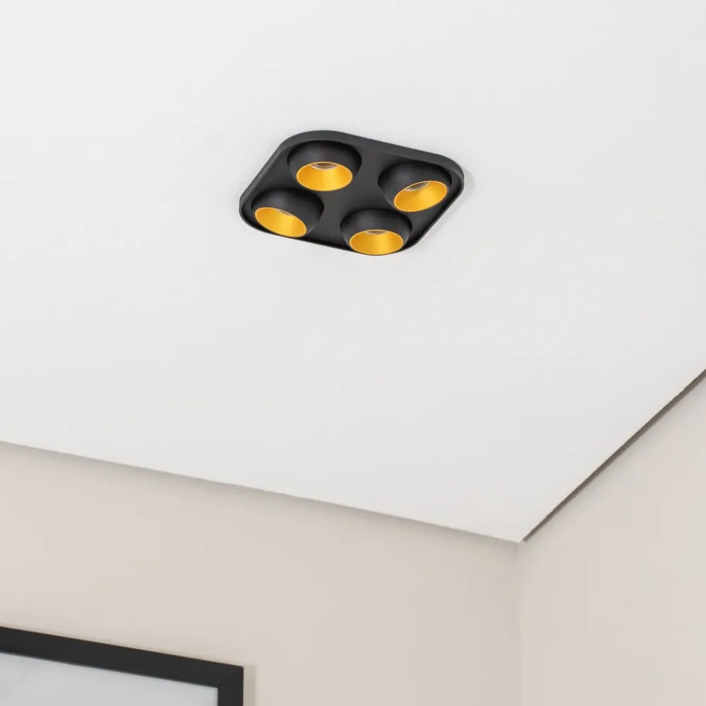 BEGA Indbygningsspots>LED indbygningsspot Studio Line sort/messing, 4 lyskilder.