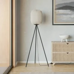 EGLO Gulvlamper|Gulvlamper>Belgrave gulvlampe, højde 141,5 cm, sort/hvid, metal