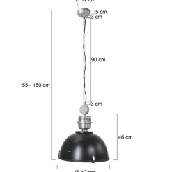 Steinhauer Bikkel hængelampe, Ø 42 cm, sort, metal, glas, E27