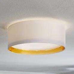 TK Lighting Bilbao loftslampe, hvid/guld, Ø 45 cm