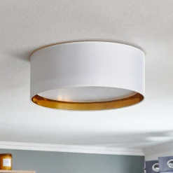 TK Lighting Bilbao loftslampe, hvid/guld, Ø 45 cm