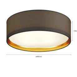 TK Lighting Bilbao loftslampe, sort/guld, Ø 60 cm