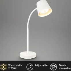 Biwo LED-bordlampe, hvid, berøringsdæmper, metal^Briloner