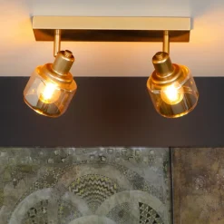 Lucide Bjorn loftspot, 2 lyskilder, guld/messing