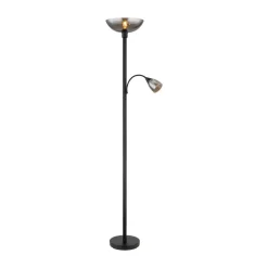 Blade gulvlampe, højde 178 cm, sort/røgfarvet, 2 lyskilder.^Globo Sale