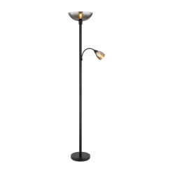 Blade gulvlampe, højde 178 cm, sort/røgfarvet, 2 lyskilder.^Globo Sale