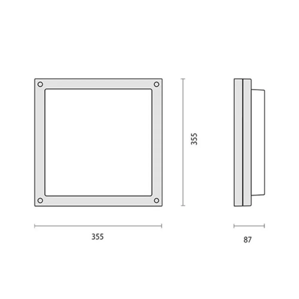 Performance in Lighting Udendørs Loftlamper>Bliz Square 40 væglampe, 3.000 K, hvid, dæmpbar