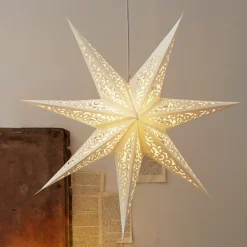 STAR TRADING Dekorationsbelysning|Julepynt>Blondepapirstjerne uden lys, Ø 80 cm, hvid