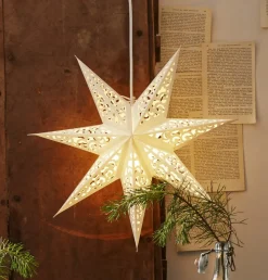 STAR TRADING Dekorationsbelysning|Julepynt>Blonderet papirstjerne, Ø 45 cm, hvid, uden belysning