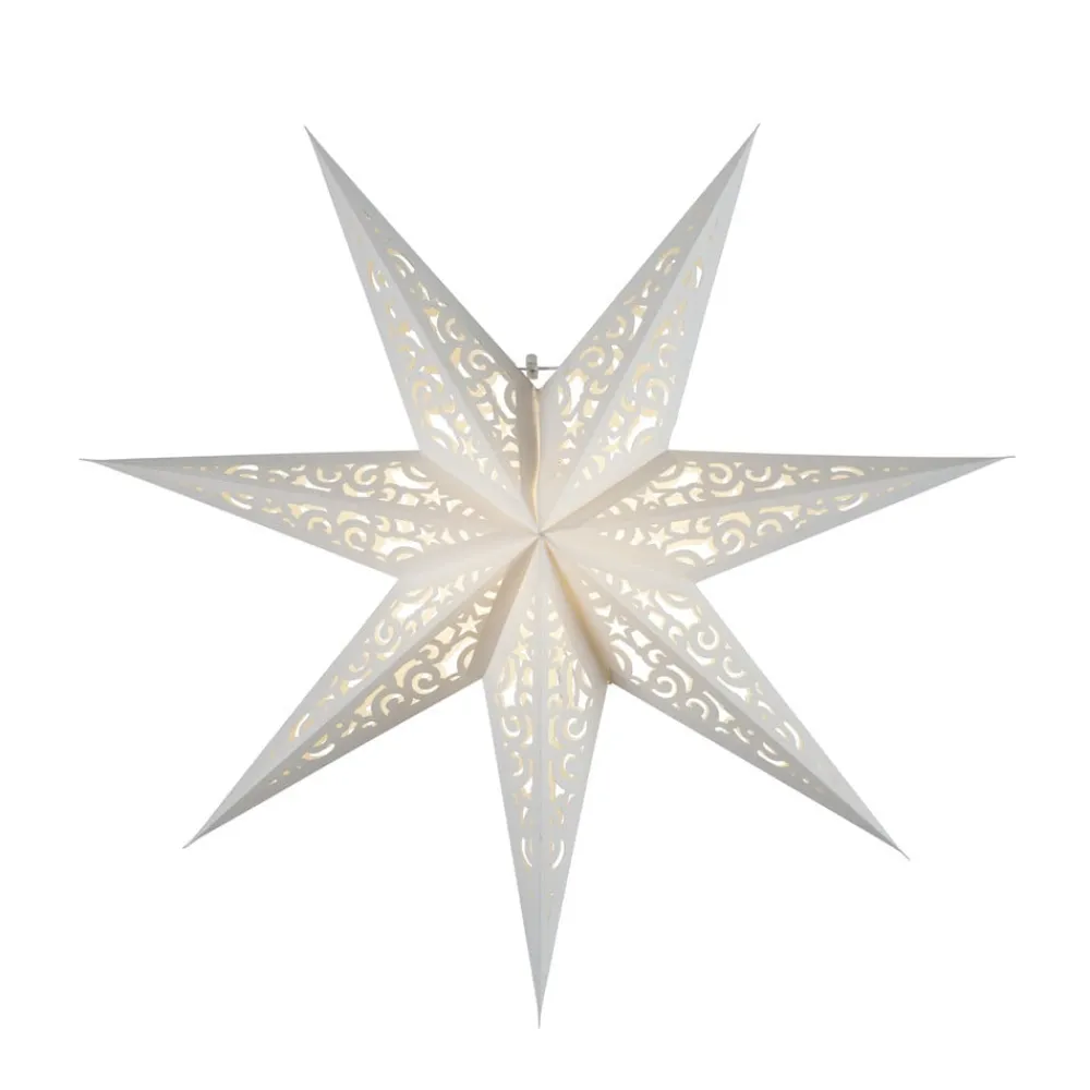 STAR TRADING Dekorationsbelysning|Julepynt>Blonderet papirstjerne, Ø 45 cm, hvid, uden belysning