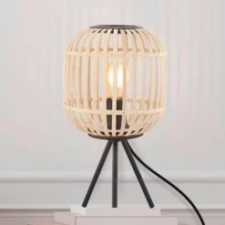 EGLO Bordlamper>Bordesley bordlampe med træskærm