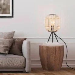 EGLO Bordlamper>Bordesley bordlampe med træskærm