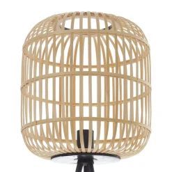 EGLO Bordesley gulvlampe, trefod, med træskærm