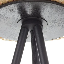 EGLO Bordesley gulvlampe, trefod, med træskærm