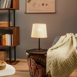 TK Lighting Bordlampe Chicago med skærm i hør