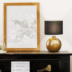 Bordlampe Foro, bronze/sort, højde 39 cm^FISCHER & HONSEL