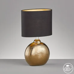 Bordlampe Foro, bronze/sort, højde 39 cm^FISCHER & HONSEL