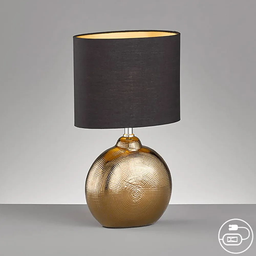 Bordlampe Foro, bronze/sort, højde 39 cm^FISCHER & HONSEL