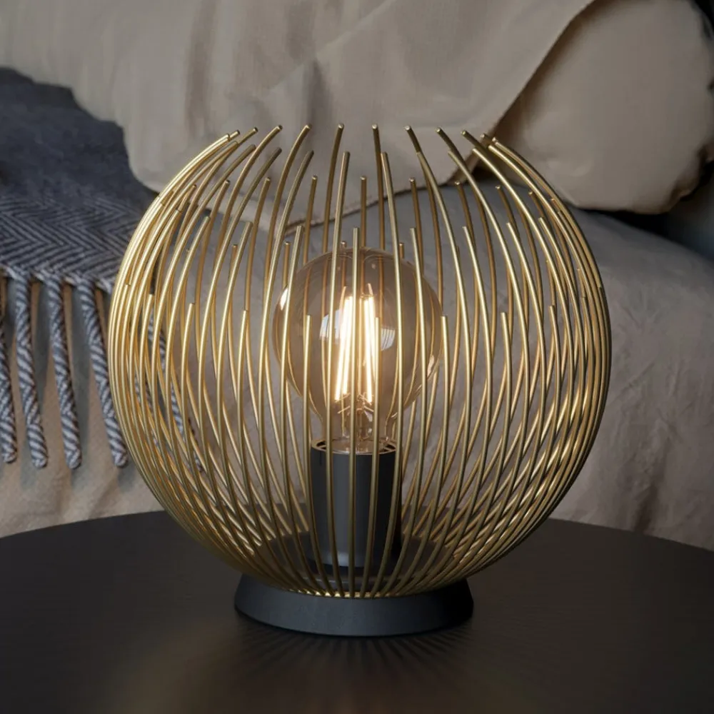 EGLO Bordlamper>Bordlampe fra Venezuela, skærm af gyldne stænger