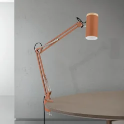 ORION Bordlampe Gili, korallerød, klemme, stål, højde 75 cm E27