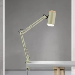 ORION Bordlampe Gili, lysegrøn, klemme, stål, højde 75 cm, E27