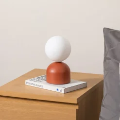 Bordlampe Miki, terrakotta, højde 21 cm, metal/glas, G9^TK Lighting Clearance