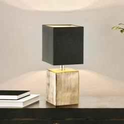 FISCHER & HONSEL Bordlamper>Bordlampe Ouro, sort/antik bronze, 35 cm, tekstil/keramik