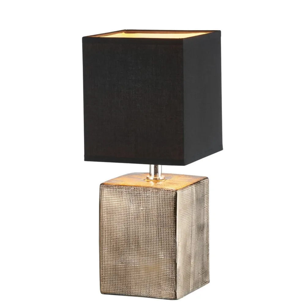 FISCHER & HONSEL Bordlamper>Bordlampe Ouro, sort/antik bronze, 35 cm, tekstil/keramik