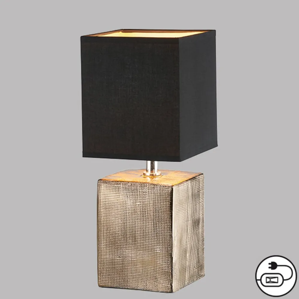 FISCHER & HONSEL Bordlamper>Bordlampe Ouro, sort/antik bronze, 35 cm, tekstil/keramik