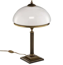 Jupiter Bordlampe Petro, glas, antik messingfarve, højde 50 cm