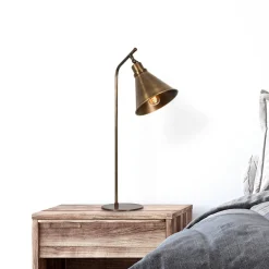 Opviq Bordlampe Sivani MR-610, antik guld, metal, højde 50 cm