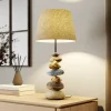 Bordlampe Vera, stofskærm og sten-dekor, 55 cm^ONLI Outlet