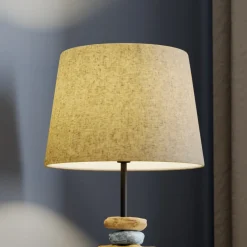 Bordlampe Vera, stofskærm og sten-dekor, 38 cm^ONLI Outlet