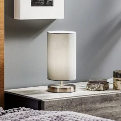 Bordlampen Claire med grå stofskærm^Brilliant Hot