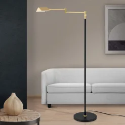 Boston LED-gulvlampe, berøringsdæmper sort/messing^ORION