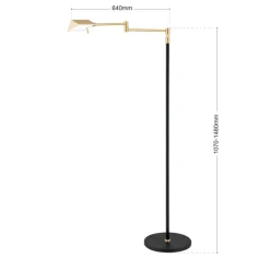 Boston LED-gulvlampe, berøringsdæmper sort/messing^ORION