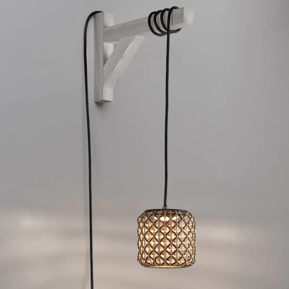 Bover Udendørs Pendellamper>Nans S/16/H LED-hængelampe, stik, brun