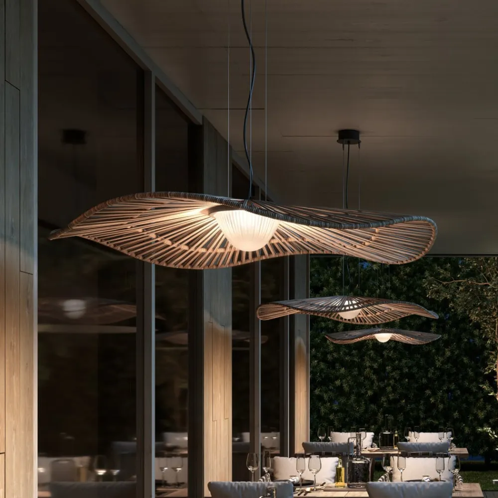 Bover udendørs hængelampe Mediterránia, brun, Ø 105 cm