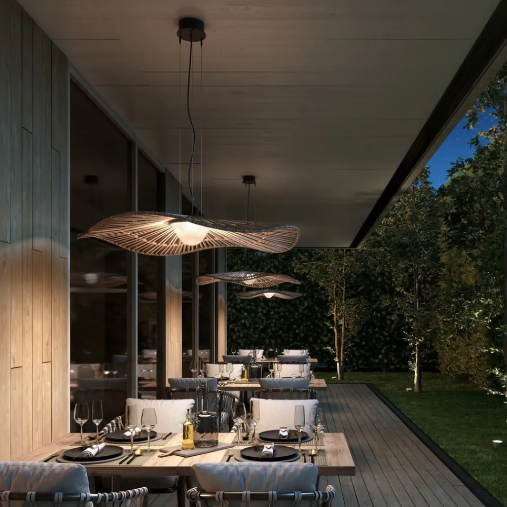 Bover udendørs hængelampe Mediterránia, brun, Ø 105 cm