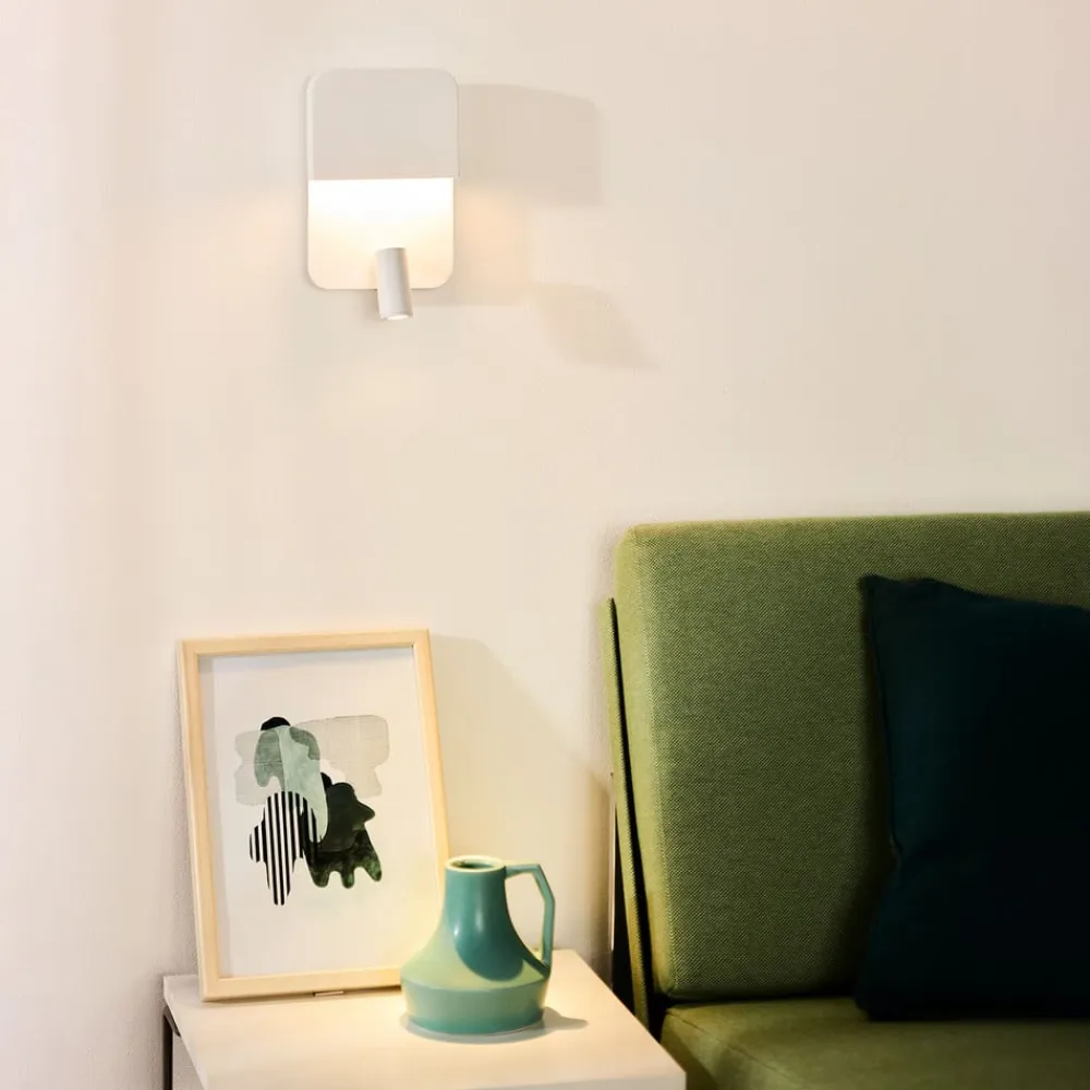 Lucide Boxer LED-væglampe med spot, hvid