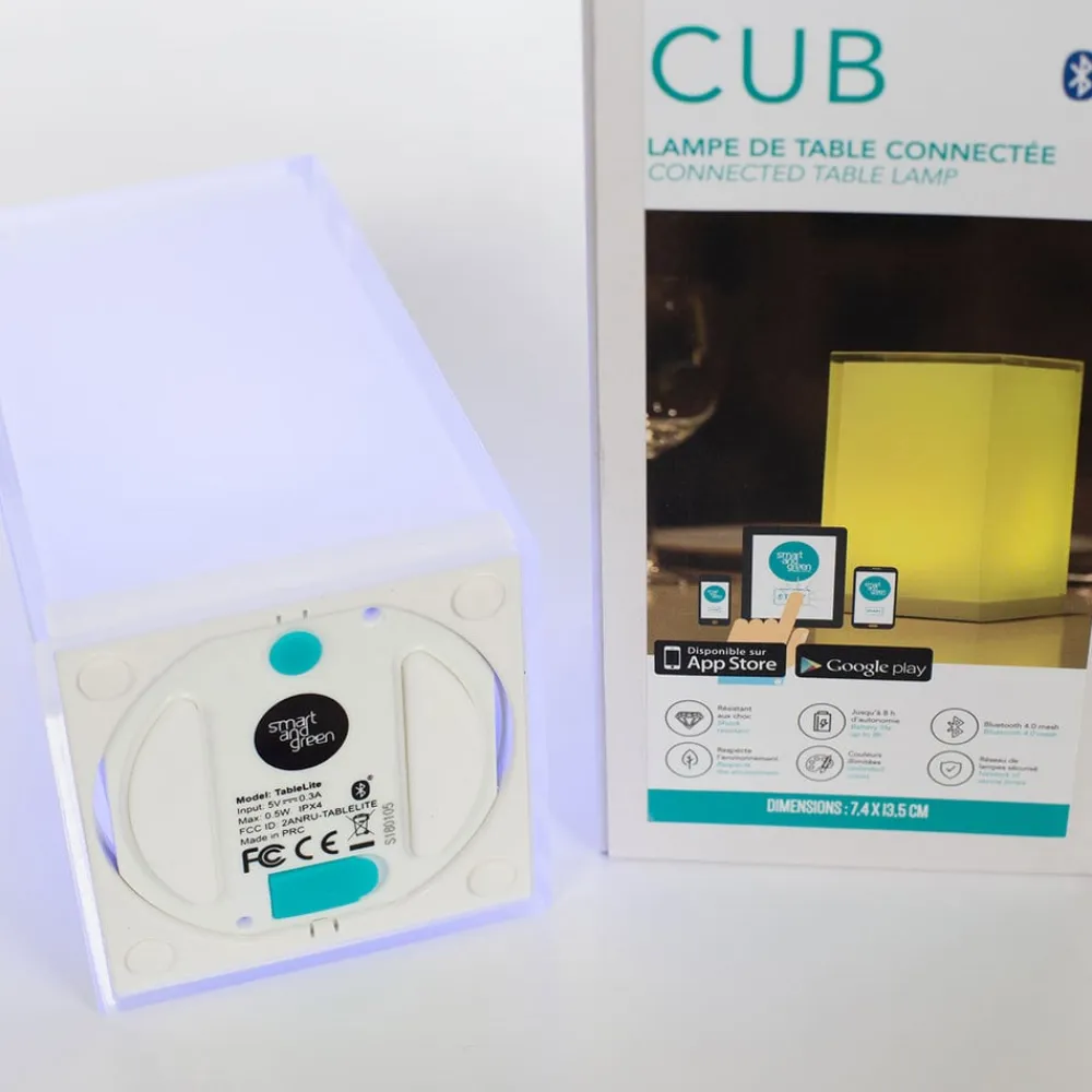 Smart&Green Bærbar bordlampe Cub, app-kontrollerbar, RGBW