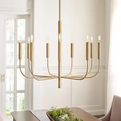 FEISS Brianna lysekrone, 9 lyskilder, bruneret messing