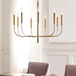 FEISS Brianna lysekrone, 9 lyskilder, bruneret messing