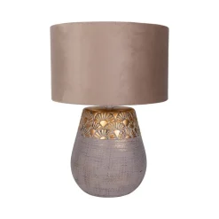 Näve Bronco bordlampe, beige, keramik/kunstlæder, højde 39 cm