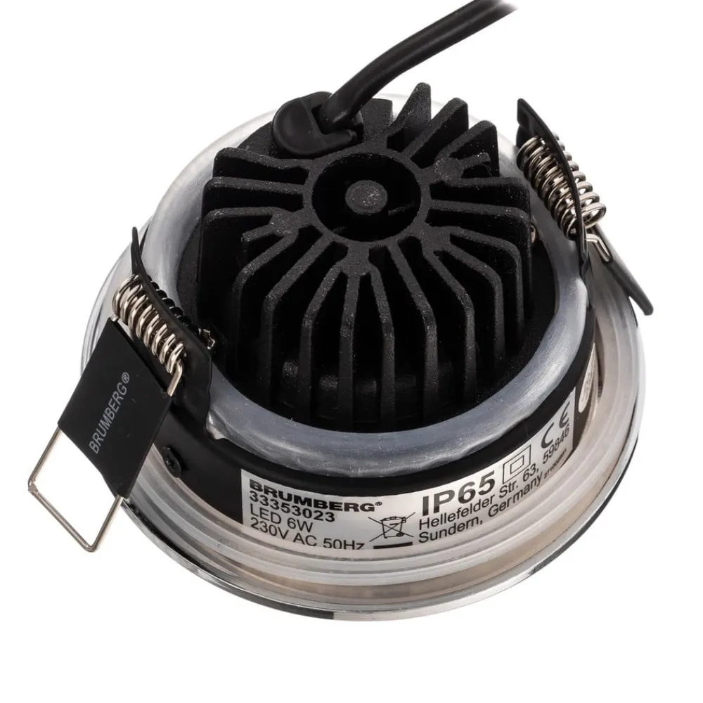 BRUMBERG Loftlamper>indbygningsspot IP65 rund kan kobles krom