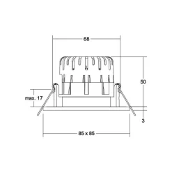 BRUMBERG LED-indbygningsspot BB21, hvid, 85 x 85 mm, on/off, IP65
