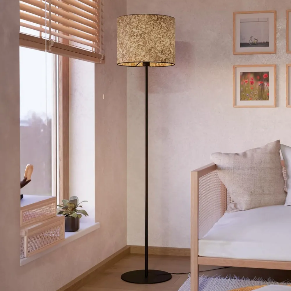 EGLO Gulvlamper>Butterburn gulvlampe, højde 162 cm, beige/grøn, metal/stof