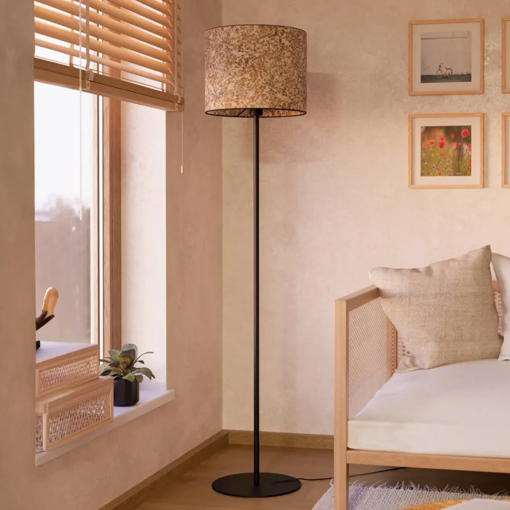 EGLO Gulvlamper>Butterburn gulvlampe, højde 162 cm, beige/grøn, metal/stof